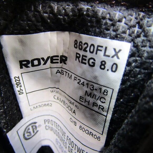 NEW ROYER 8620FLX Work Boots Waterproof Leather Toe-Cap Mid-Rise Brown Size 8 - Picture 7 of 9